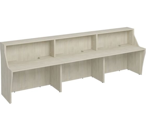 Изображение товара Стойка ресепшн Юнитекс Комфорт прямая с вырезом 365х77.5х120, дуб шамони К.9190-3хДШ