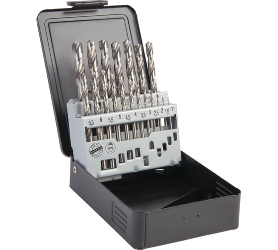 Изображение товара Набор сверл по металлу в металлическом кейсе (19 шт; 1-10 мм; шаг 0.5 мм; HSS-G) WIEDERKRAFT WDK-DG19