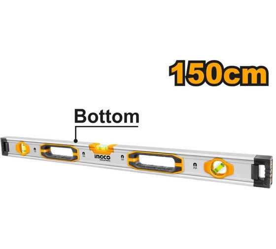 Изображение товара Пузырьковый уровень INGCO с мощными магнитами, 150 см, 3 уровня HSL38150M