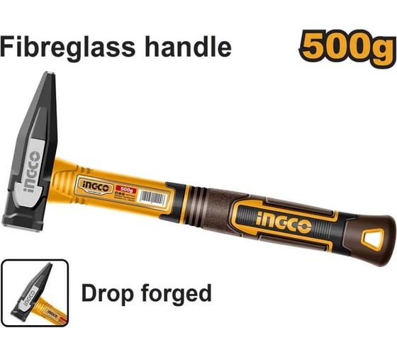 Изображение товара Молоток машиниста INGCO 500г, ручка фибергласс, нескольз HMH82500