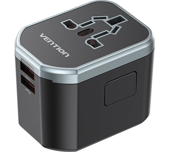 Изображение товара Универсальный дорожный адаптер VENTION USB (C + A + A) Черный FJCB0