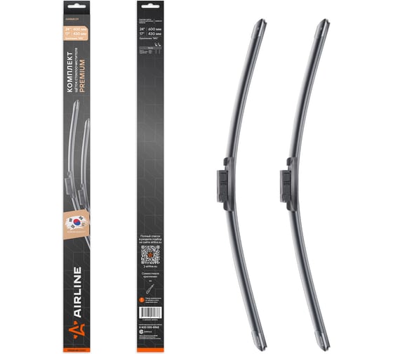 Изображение товара Комплект щеток стеклоочистителя Airline 600/430 мм (24/17) бескаркасные PREMIUM с креплением MG, 2 штуки AWBM039