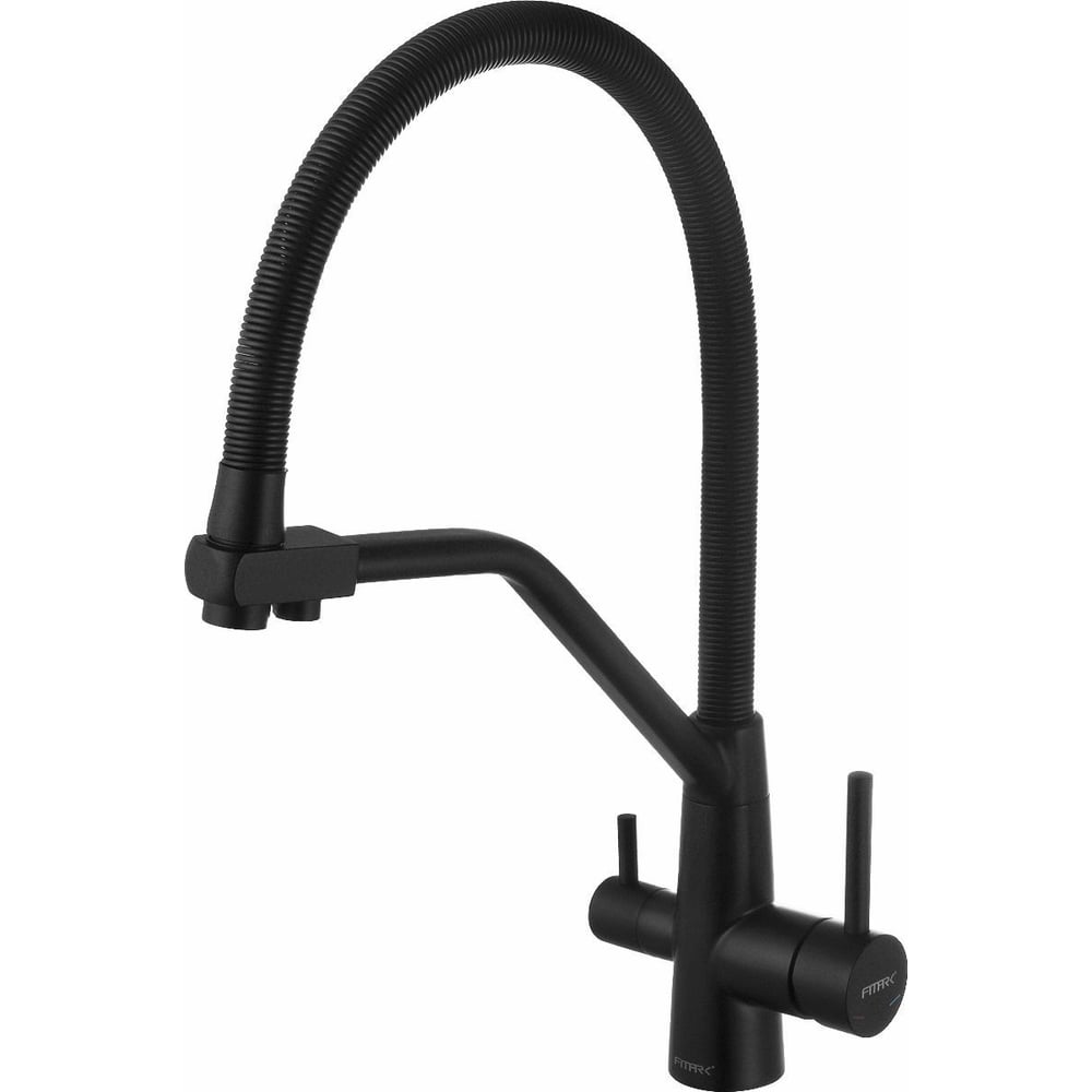 Изображение товара Смеситель для кухонной мойки под фильтр Fmark FS0762Q нержавеющая сталь черный матовый