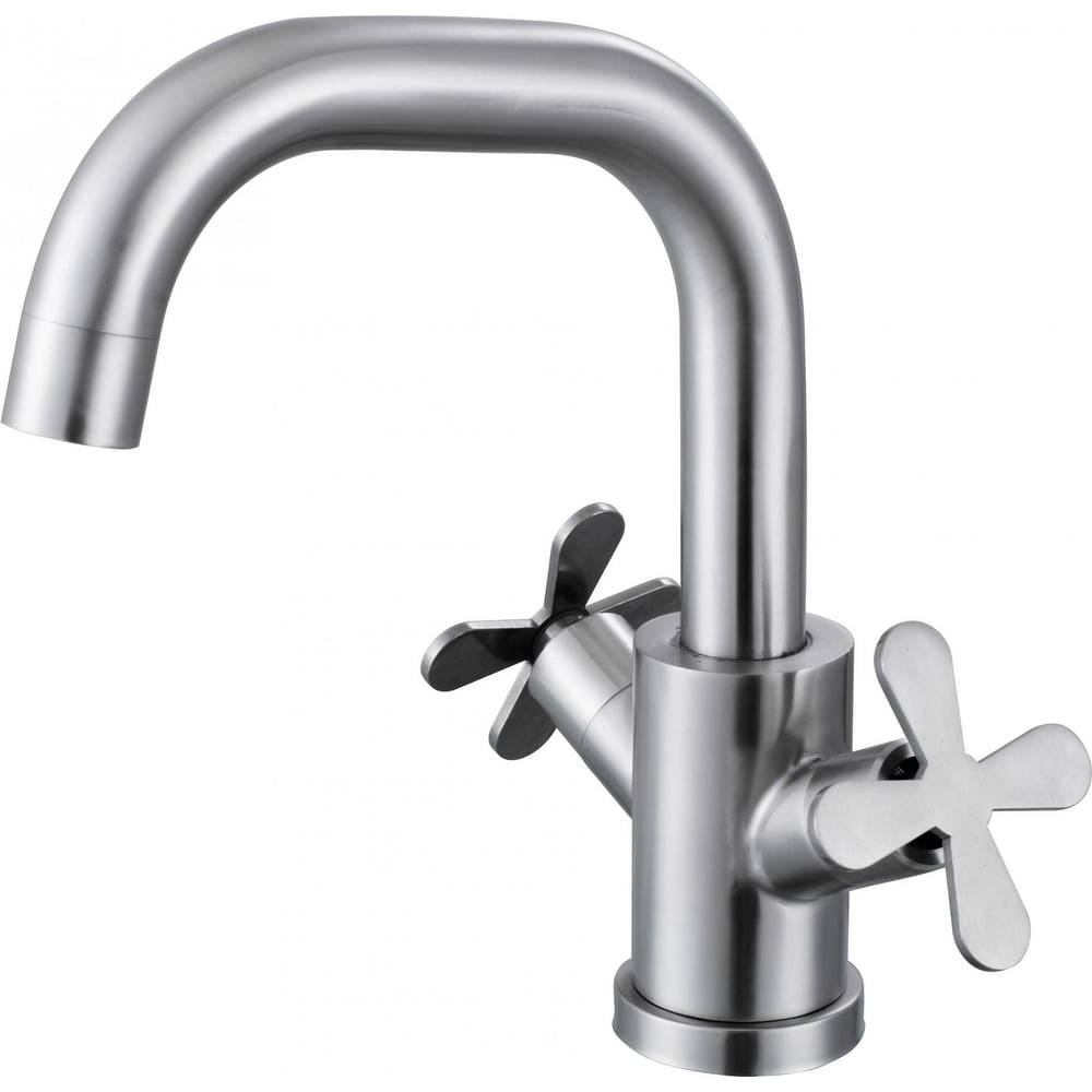 Изображение товара Смеситель для мойки Fmark FS8502 двухрычажный с поворотным изливом сатиновый