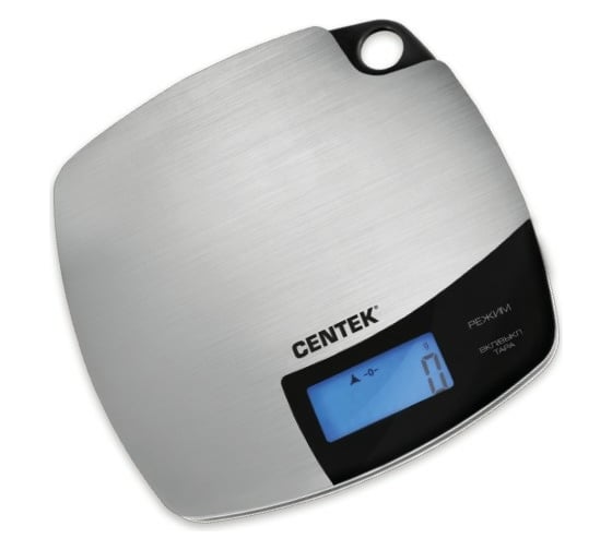 Изображение товара Кухонные весы Centek сталь, сенсор, LCD- 59х27 с подсветкой, t в комнате, max 5кг, шаг 1г CT-2463
