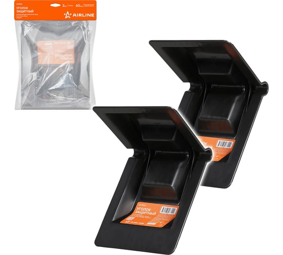 Изображение товара Защитный усиленный уголок для крепления груза лентой Airline до 60 мм, черный, набор 2 шт ASTB02