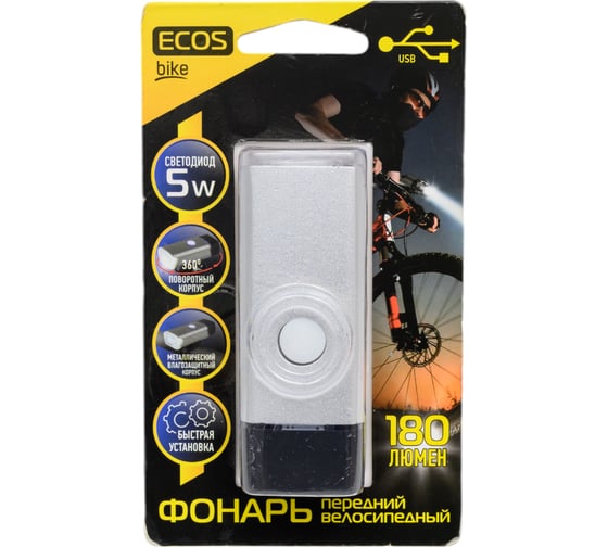 Изображение товара Передний велосипедный фонарь Ecos VEL-06 005106