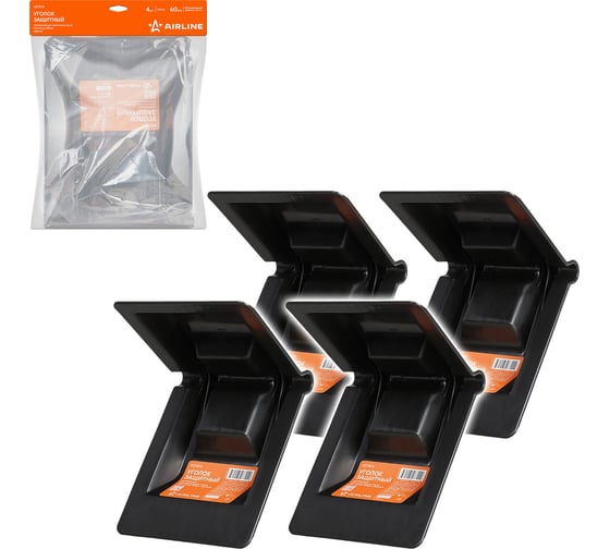 Изображение товара Защитный усиленный уголок для крепления груза лентой Airline до 60 мм, черный, набор 4 шт ASTB03