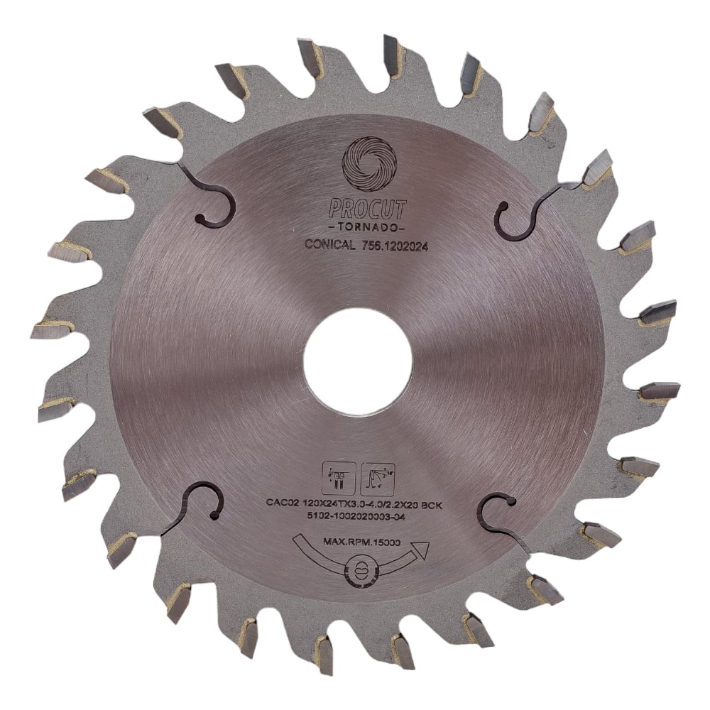 Изображение товара Пильный диск подрезной конический 120x20x3.0-4.0/2.2 мм, Z=24 PROCUT 756.1202024.ECO