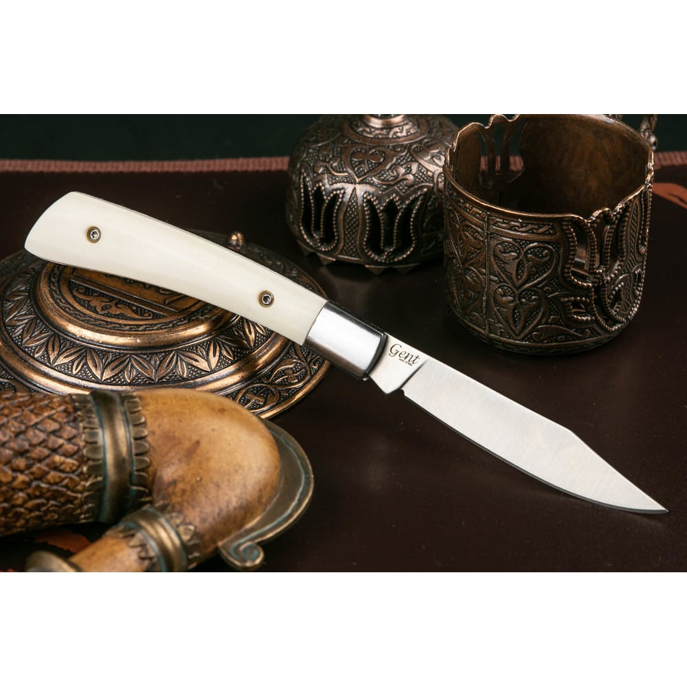 Изображение товара Складной нож Kizlyar Supreme Gent cталь 440C, Satin, рукоять из натуральной кости 4650065055918