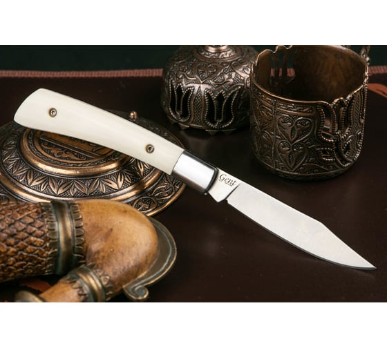 Изображение товара Складной нож Kizlyar Supreme Gent cталь 440C, Satin, рукоять из натуральной кости 4650065055918