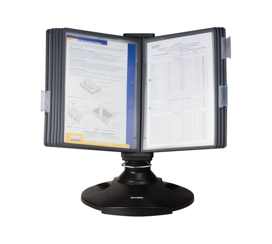 Изображение товара Настольная вращающаяся демосистема BRAUBERG на 10 панелей, с 10 серыми панелями А4 231236