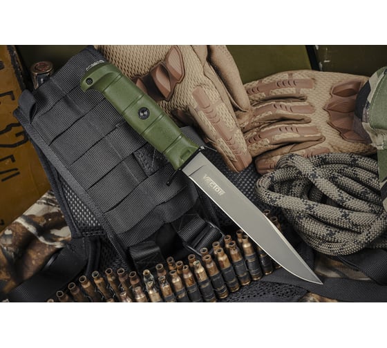 Изображение товара Тактический нож Kizlyar Supreme Vector сталь 420HC, TacWash, рукоять из оливкового кратона 4610094295969