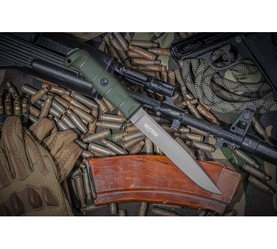 Изображение товара Тактический нож Kizlyar Supreme Vector сталь AUS-8, TacWash, рукоять из оливкового кратона 4610094295945
