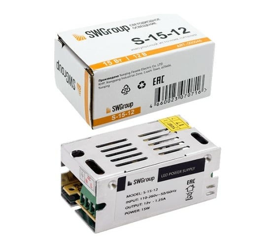 Изображение товара Блок питания SWG сетка, 15W, 12V, S-15-12 09-00900045
