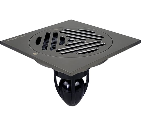 Изображение товара Трап сантехнический MAGdrain 100x100 мм, магнитный клапан, латунь, графит CC 40 Q50-K