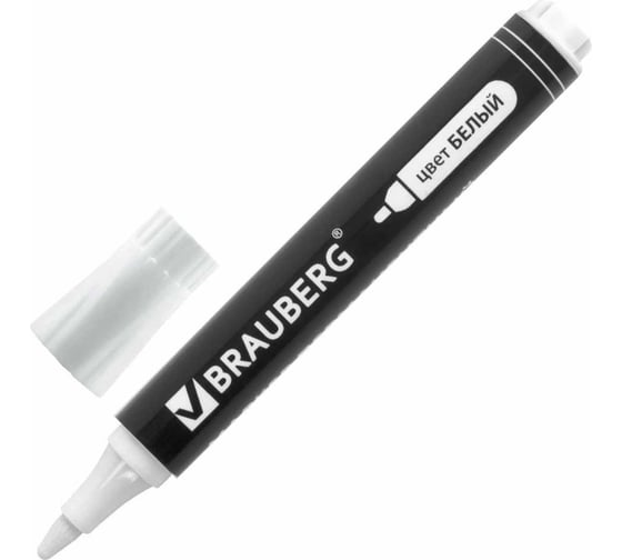 Изображение товара Перманентный маркер BRAUBERG W5 белый, круглый наконечник, 5 мм 151506