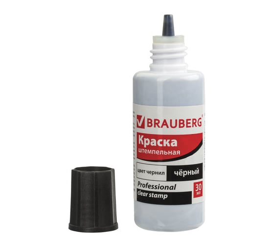 Изображение товара Штемпельная краска BRAUBERG Professional clear stamp, черная, 30 мл, на водной основе, 227983