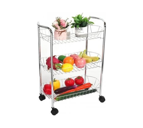 Изображение товара Этажерка baizheng на колесах 3 секции, прямоугольная, металл KD93-7374