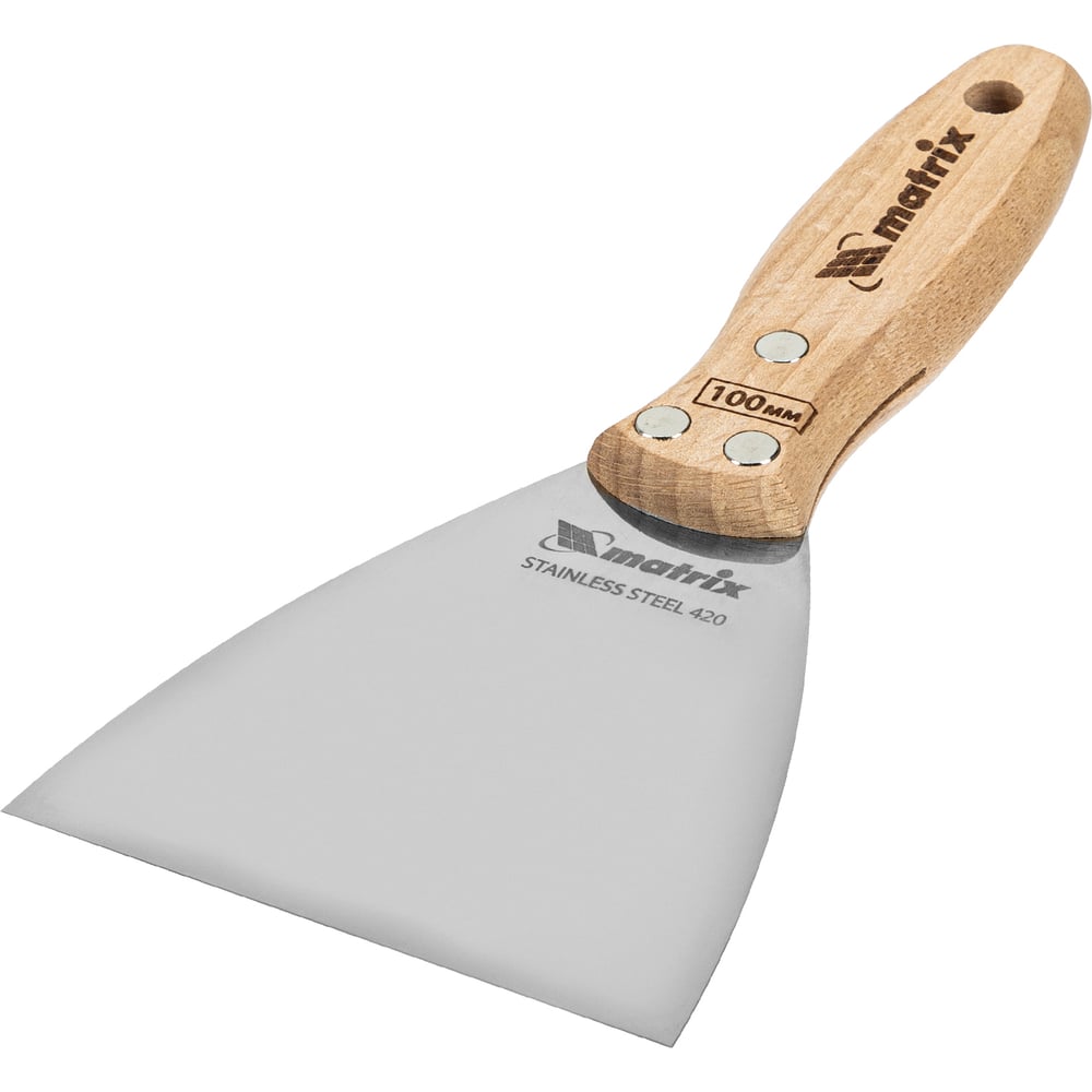 Изображение товара Шпательная лопатка MATRIX из нержавеющей стали с буковой рукояткой 100 мм