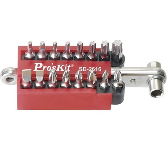 Изображение товара Набор бит с рукояткой-ключом ProsKit SD-2616 16 бит, реверс С00037386