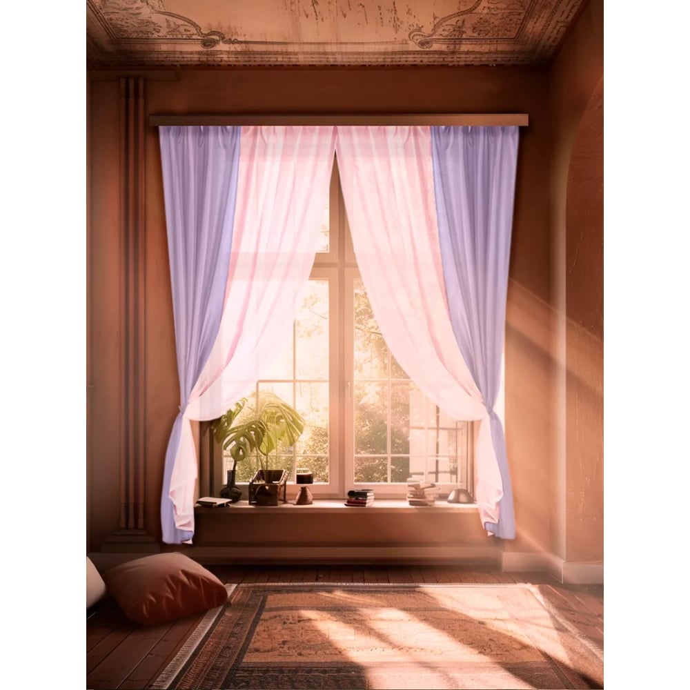 Изображение товара Комплект штор Witerra вуаль 580x250 см комби розово-сиреневая