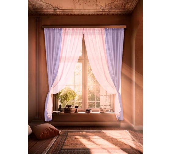 Изображение товара Комплект штор Witerra вуаль 580x250 см комби розово-сиреневая 00000076253