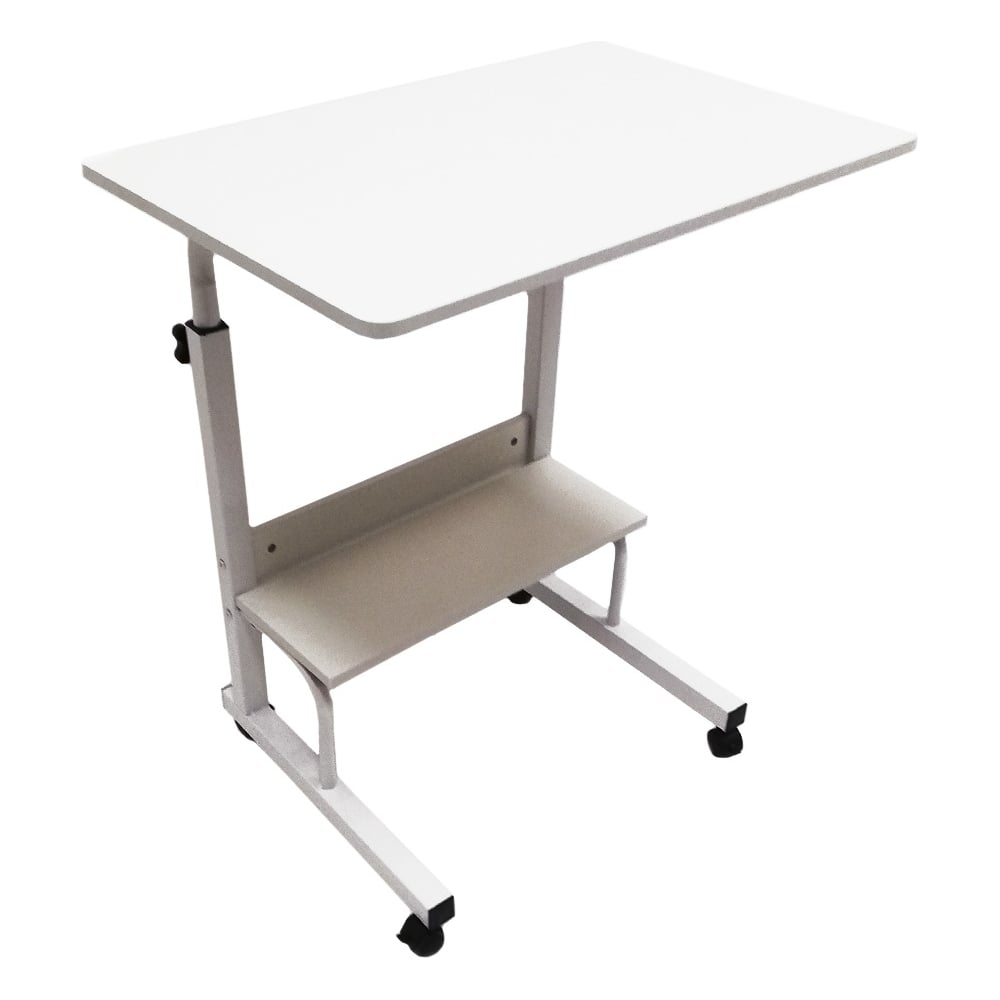 фото Прикроватный столик для ноутбука urm с полкой, с регулировкой высоты, на колесиках, белый s00197
