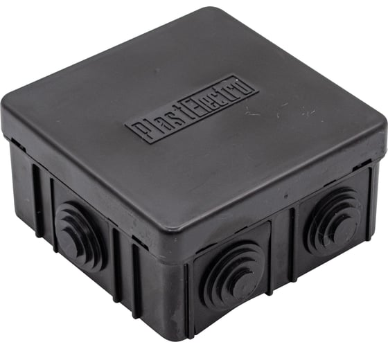 Изображение товара Коробка разветвительная РемоКолордля наружного монтажа, 6 вводов, 85x85x40мм, черная, IP54, (шт.)  89-0-191