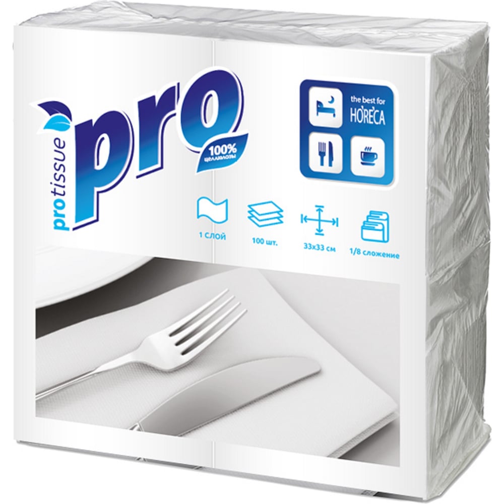 Салфетки бумажные Protissue 1 сл, 33х33, 100л С-232