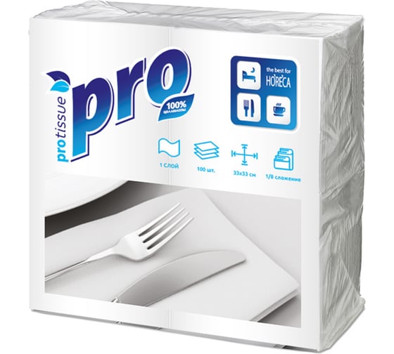 Изображение товара Салфетки бумажные Protissue 1 сл, 33х33, 100л С-232
