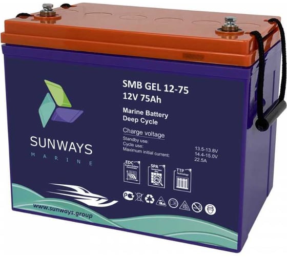 Изображение товара Аккумуляторная батарея Marine SMB GEL 12-75 Sunways SW101553M
