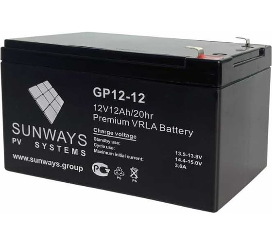 Изображение товара Аккумуляторная батарея GP 12-12 для ИБП Sunways SW101521