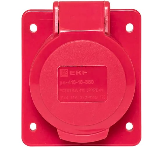 Изображение товара Розетка стационарная внутренняя EKF 415 3Р+РЕ+N 16А 380В IP44 ps-415-16-380