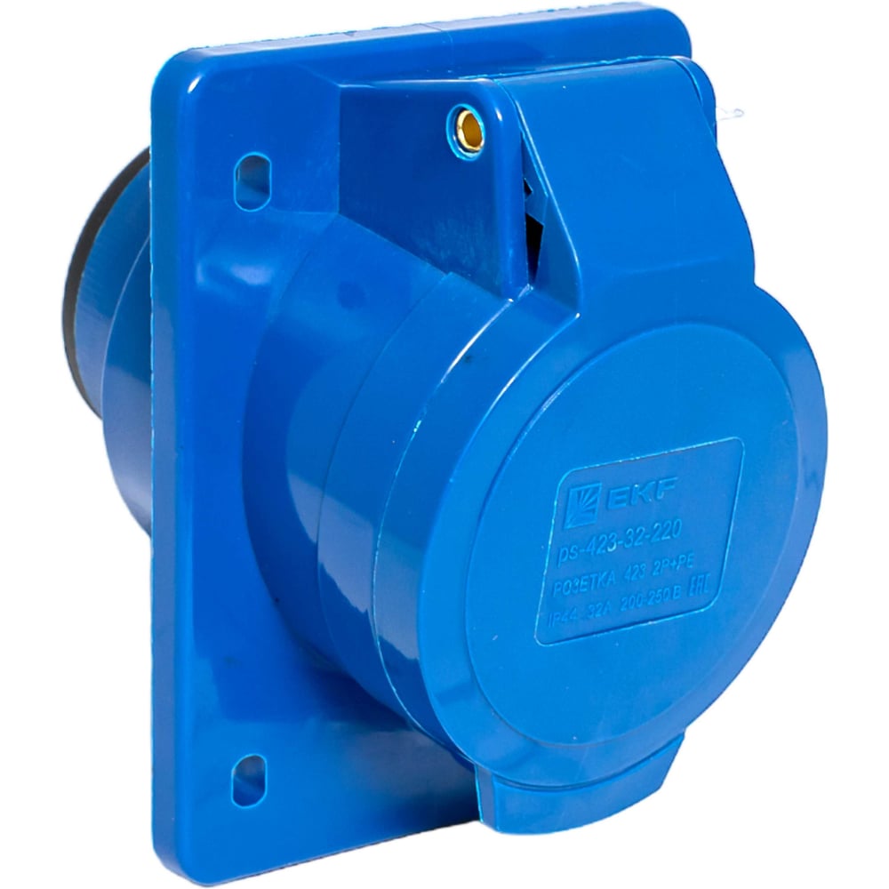 Изображение товара Стационарная кабельная розетка EKF PROxima 423 2Р+РЕ 32А IP44 синяя 220В
