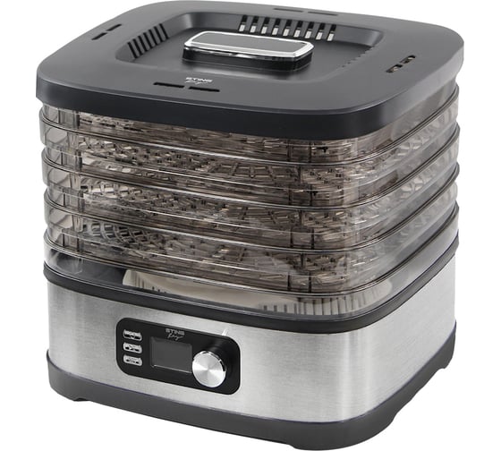 Изображение товара Сушилка для фруктов, овощей STINGRAY ST-FD728A 6 поддонов: 4+1 для ягод+1 для пастилы, черный/темно-серый 42894