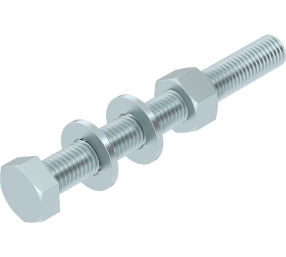 Изображение товара Комплект крепежный OBO Bettermann SKS 12x110 F, соединительный, болт с шестигранной головкой + шайба + гайка, сталь, горячий цинк (20 шт/уп) 6418317