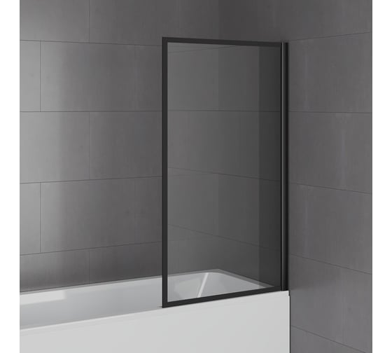 Изображение товара Душевая шторка на ванну Paini Screen 140смх70 см, неподвижная, принт рамка, профиль черный 60857