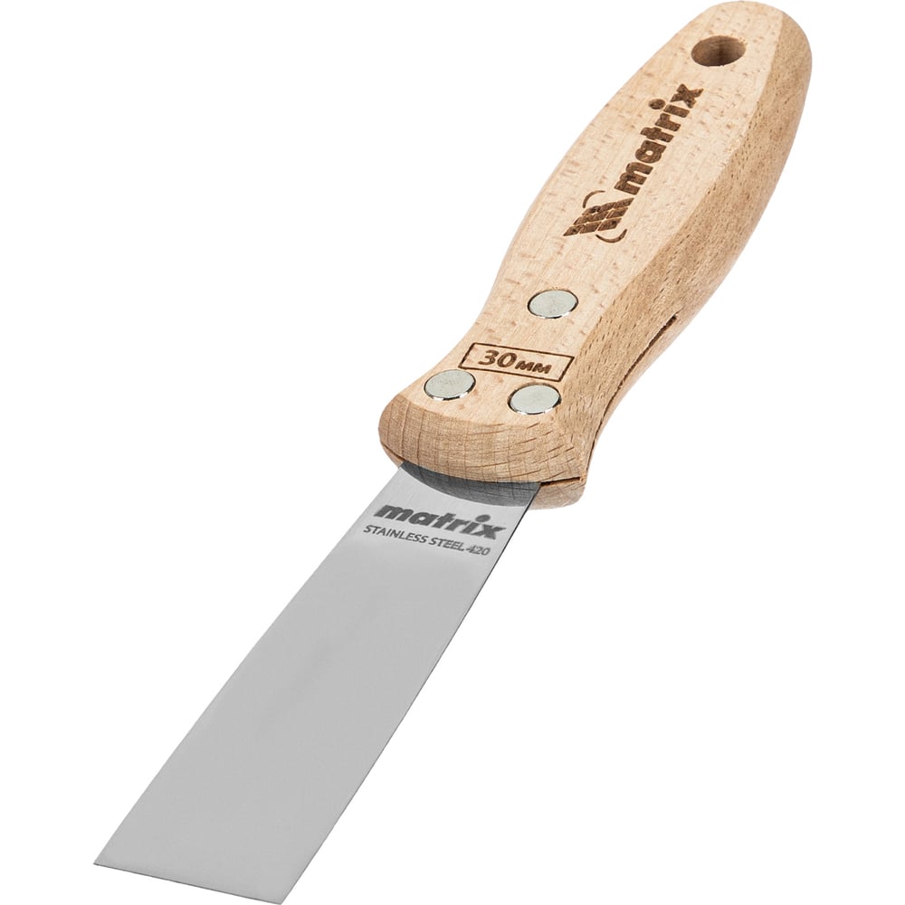 Изображение товара Шпательная лопатка MATRIX 30 мм из нержавеющей стали с буковой рукоятью
