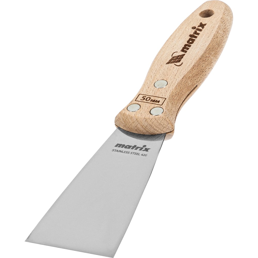 Изображение товара Шпательная лопатка из нержавеющей стали MATRIX 50 мм, буковая рукоятка, EFP 85611