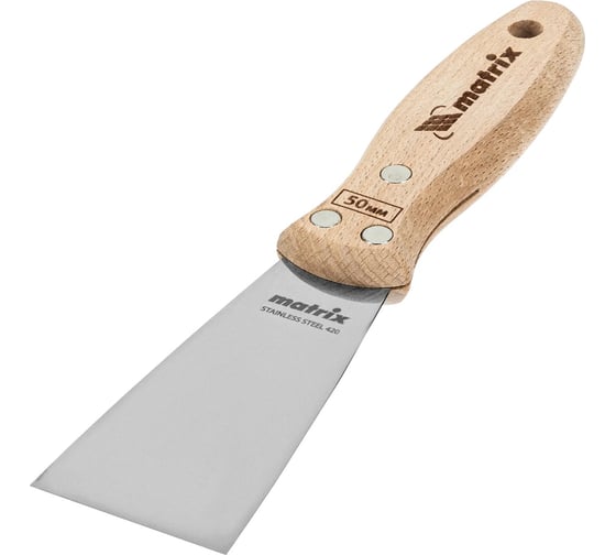 Изображение товара Шпательная лопатка из нержавеющей стали MATRIX 50 мм, буковая рукоятка, EFP 85611