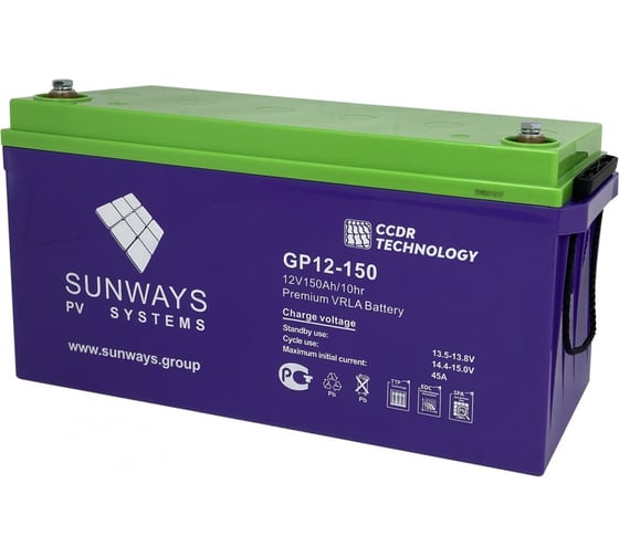 Изображение товара Аккумуляторная батарея GP 12-150 для ИБП Sunways SW101532