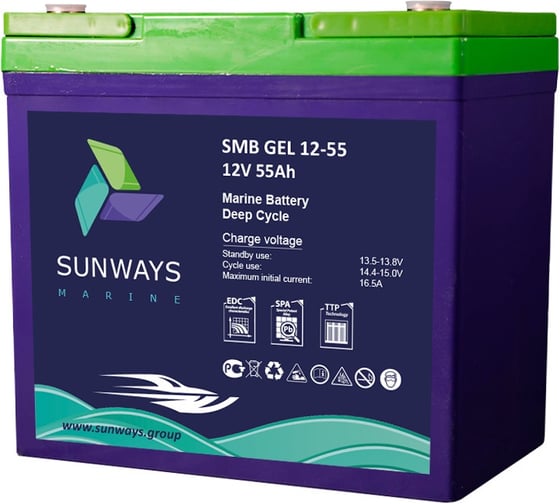 Изображение товара Аккумуляторная батарея Marine SMB GEL 12-55 Sunways SW101552M