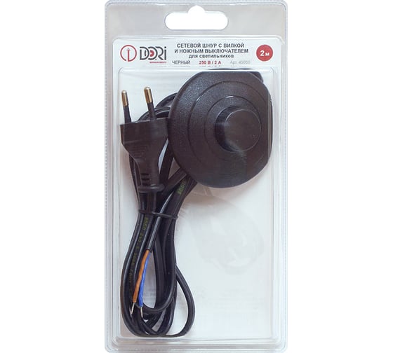 Изображение товара Шнур для бра DORI с напольным выключателем, 2м, черный 45960