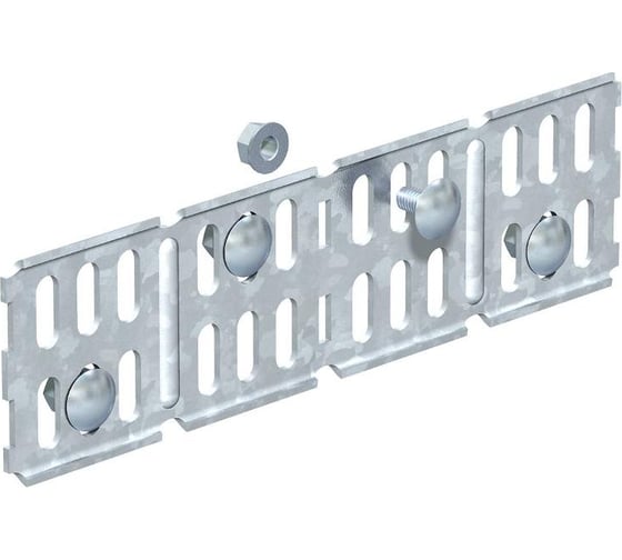 Изображение товара Соединитель OBO Bettermann RWVL 60 FS, продольный/угловой, для листовых лотков, L=200, сталь, конвейерный цинк (10 штук/упаковка) 6067115