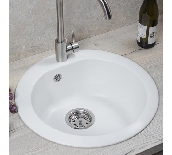 Изображение товара Кухонная мойка Reflexion home Core круглая, 505x190 мм, белый RX1350WH