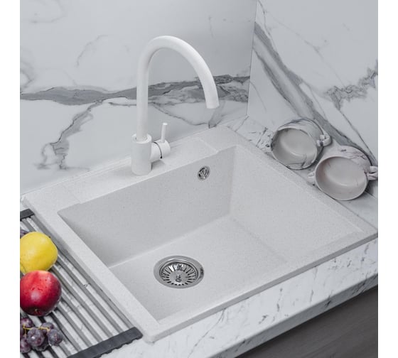 Изображение товара Кухонная мойка Reflexion home Cubi прямоугольная, 550x500 мм, белый RX1555WH