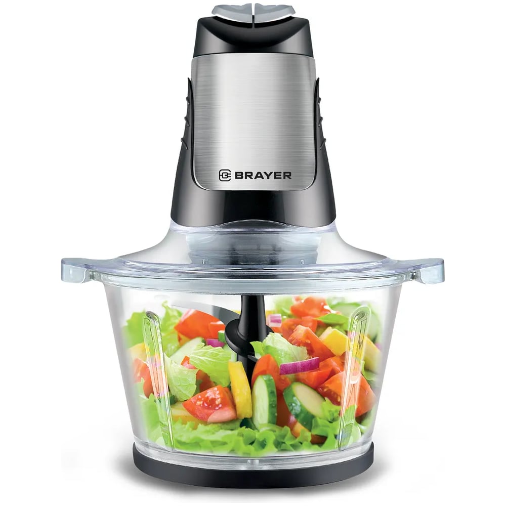 Изображение товара Измельчитель BRAYER 500 Вт стекло 2 л нержавеющие ножи механическое управление