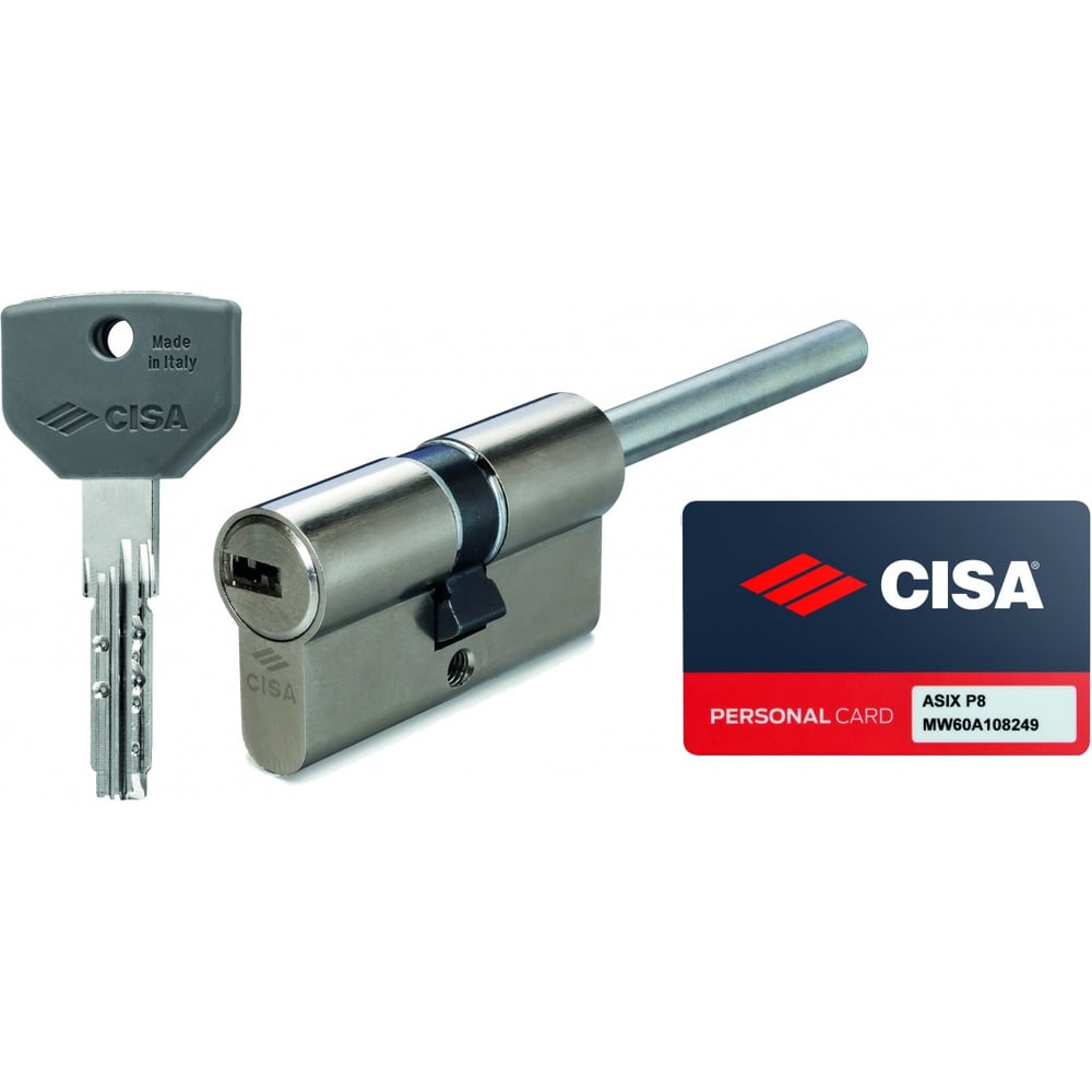 Изображение товара Цилиндр CISA серии ASIX P8, ключ-шток, никель, 70 мм, 40/30, двухсторонний
