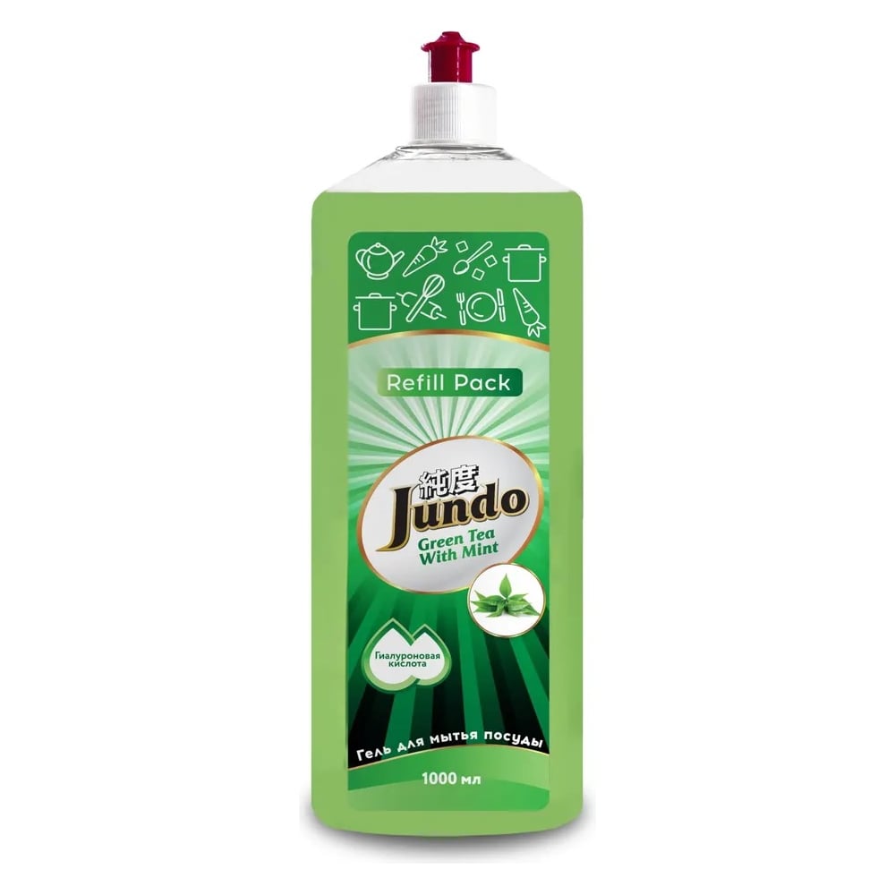 Изображение товара Гель для мытья посуды Jundo Green tea with mint запасной блок, 1 л 4903720041116